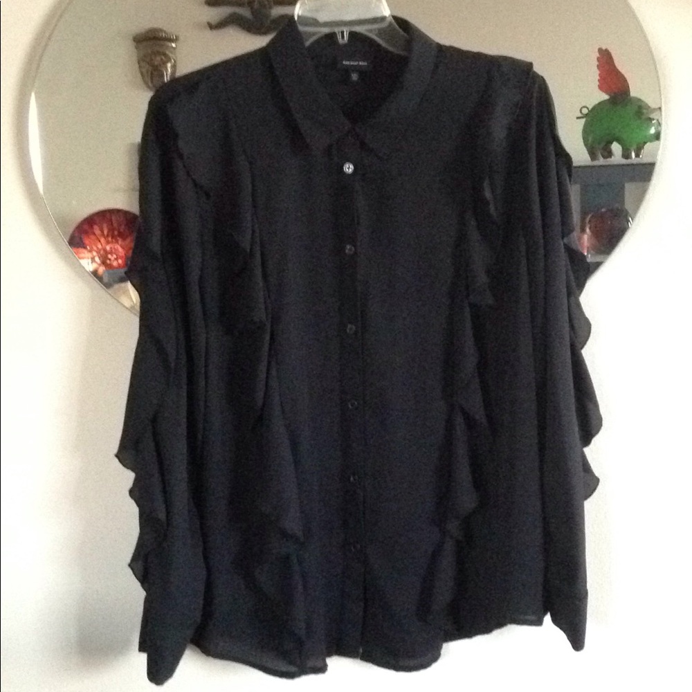Black ruffled blouse
